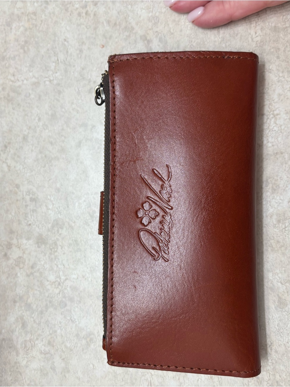 Patricia Nash Brown Floral Embossed Leather Wallet with Colorful Butterflies - Picture 2 of 3